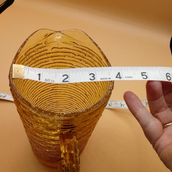 Vintage Anchor Hocking Soreno Glass Juice Pitcher Amber Honey Gold Textured - Picture 5 of 5